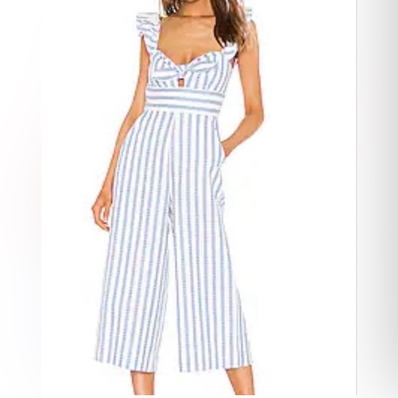 BCBGeneration Blue and White Striped Jumpsuit - Picture 2 of 5